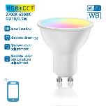 [EGJLB0005] Bombilla LED GU10  - 6,5W - CCT (Varios Blancos) y RGB (Colores) - DIMMING Atenuación (Regulador Intensidad) - WIFI - Bluetooth - 220-240V