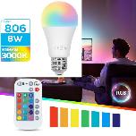 [EGJLB0020] Bombilla LED E27 (A60)  - 8W - RGB (Colores) + Blanco (3000K) - DIMMING Atenuación (Regulador Intensidad) - Mando a Distancia - 220-240V